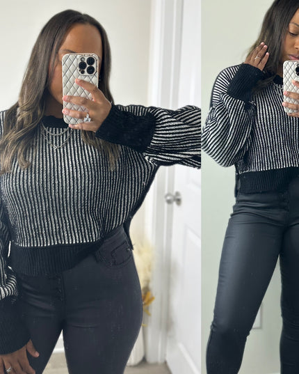 Chic Contrast Sweater - Black