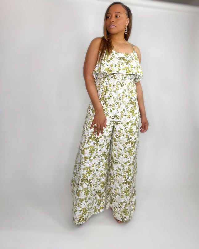 Floral Print Spaghetti Strap Wide Leg Jumpsuit