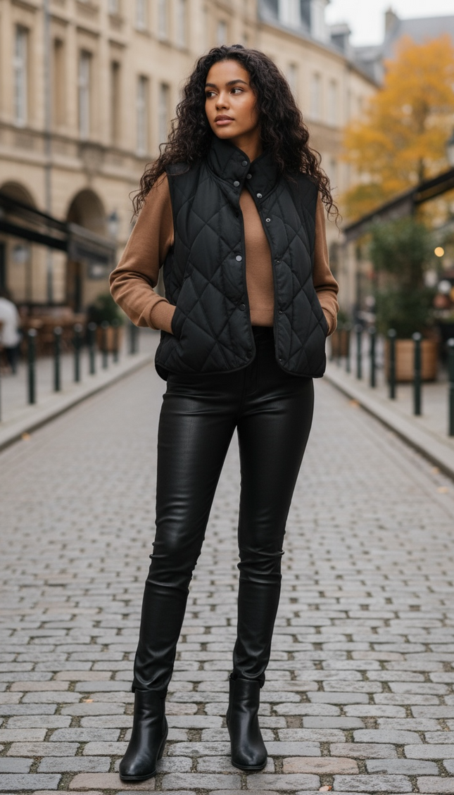 Chic Comfort Quilted Vest - Black
