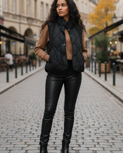 Chic Comfort Quilted Vest - Black