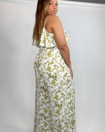 Floral Print Spaghetti Strap Wide Leg Jumpsuit