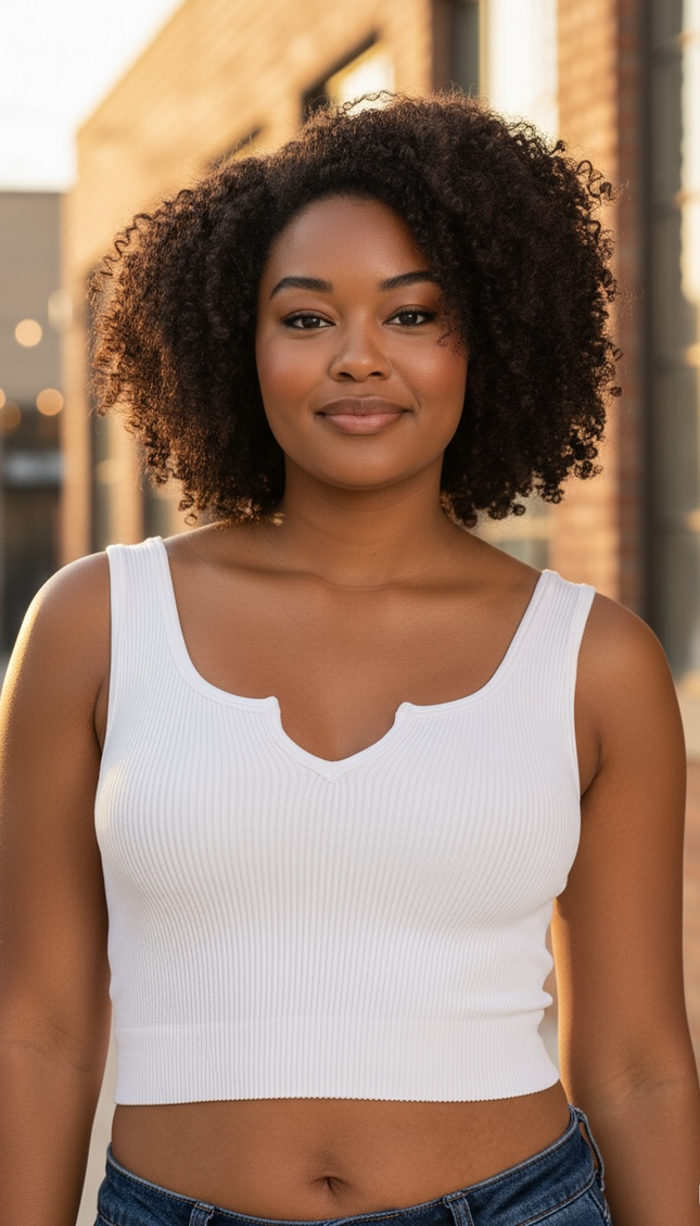 Seamless Split Neck Bra Tank Top