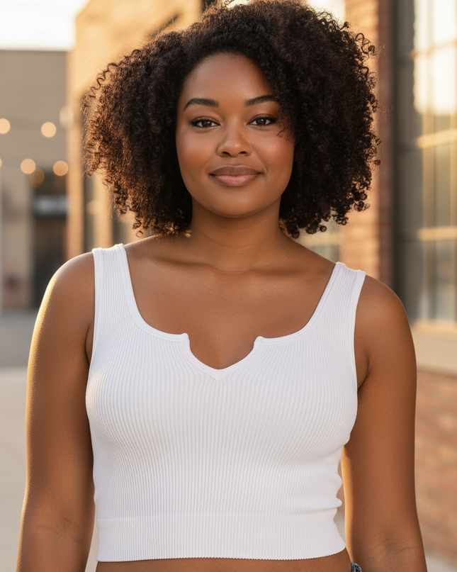 Seamless Split Neck Bra Tank Top