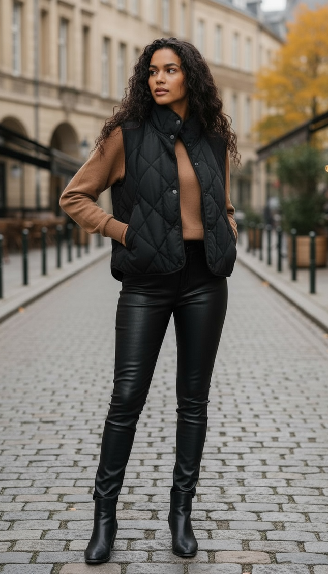 Chic Comfort Quilted Vest - Black