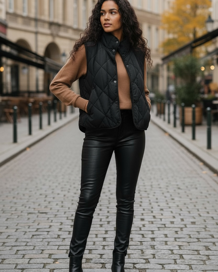 Chic Comfort Quilted Vest - Black