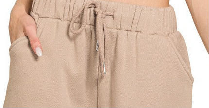 Fleece Long Sleeve Sweatshirts & Shorts Set - Mocha