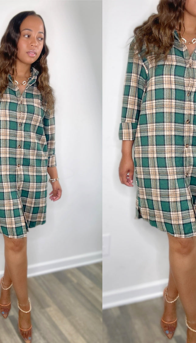 Unmatched Plaid Collared Neck Long Sleeve Shirt