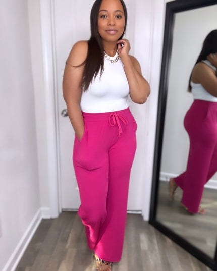 Everyday Wide Leg Pants - Fuchsia