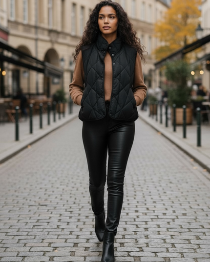 Chic Comfort Quilted Vest - Black