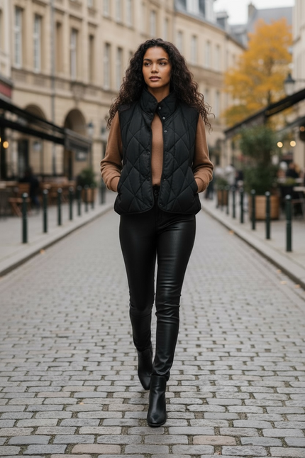 Chic Comfort Quilted Vest - Black