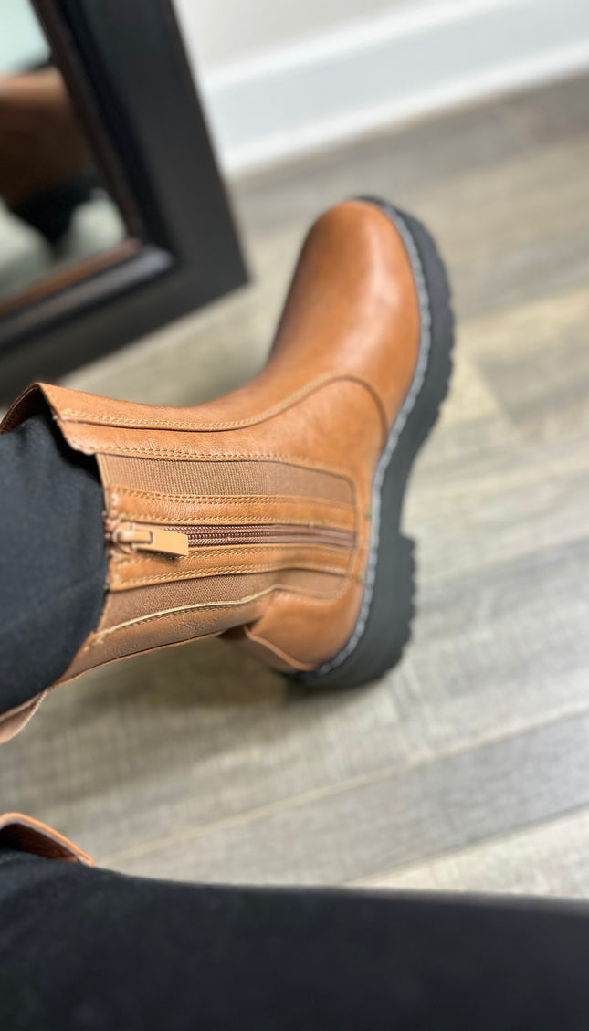 Unmatched Zip Platform Boots - Brown