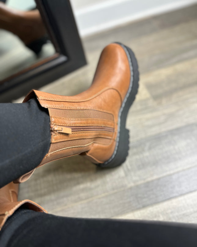 Unmatched Zip Platform Boots - Brown