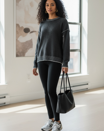 Modern Muss Exposed Seam Two-Tone Sweater