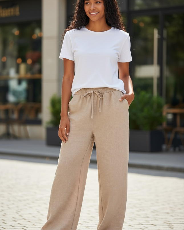 Woven Crepe Elastic Band Pants