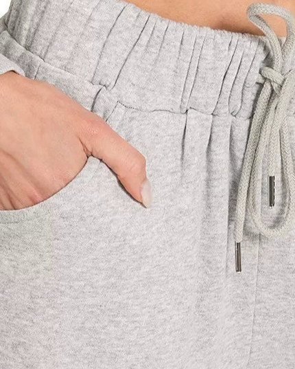 Fleece Long Sleeve Sweatshirts & Shorts Set - Grey