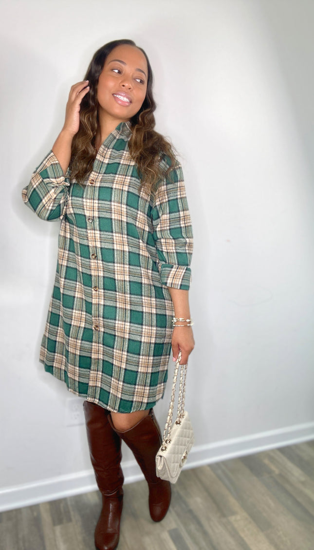 Unmatched Plaid Collared Neck Long Sleeve Shirt