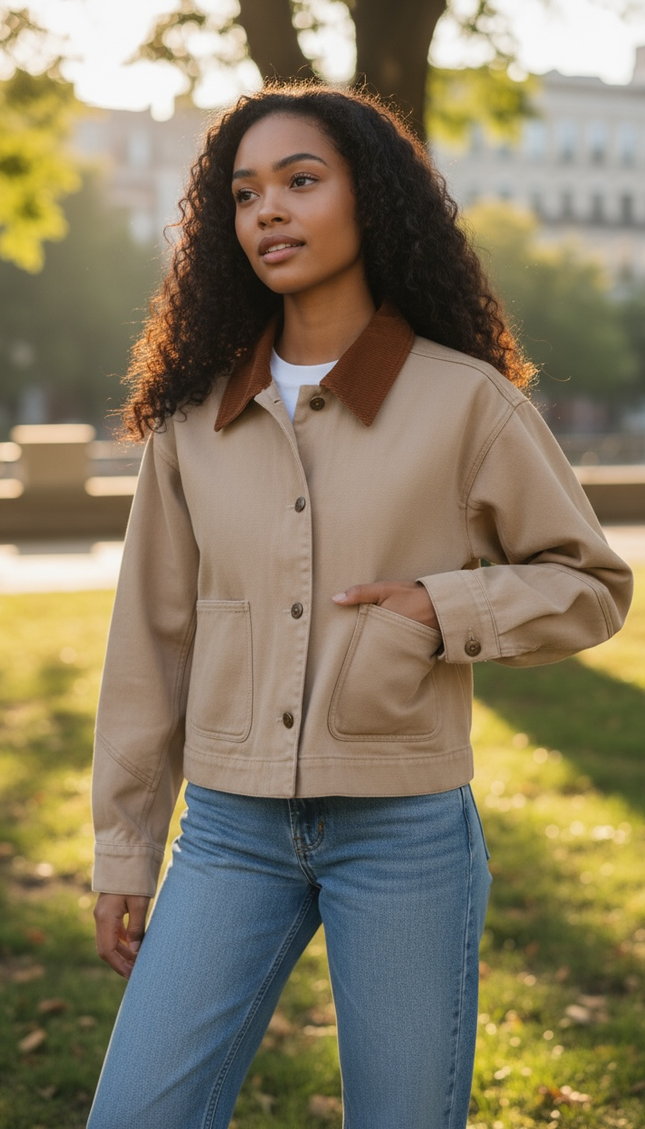 Modern Barn Chic Jacket - Taupe & Brown