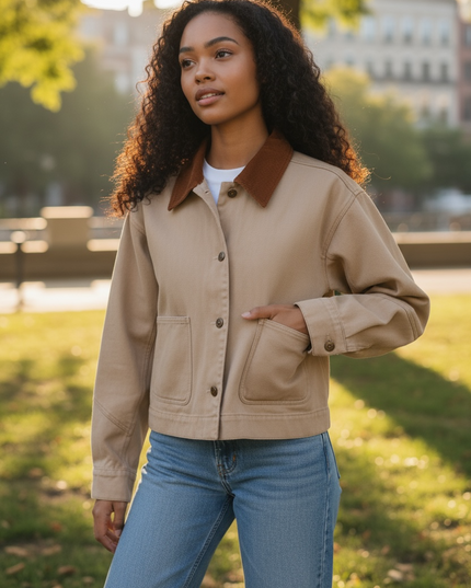 Modern Barn Chic Jacket - Taupe & Brown