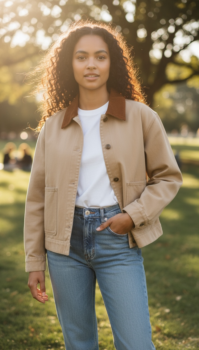 Modern Barn Chic Jacket - Taupe & Brown