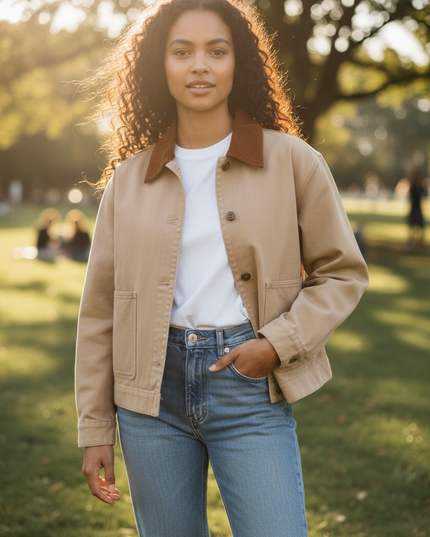 Modern Barn Chic Jacket - Taupe & Brown