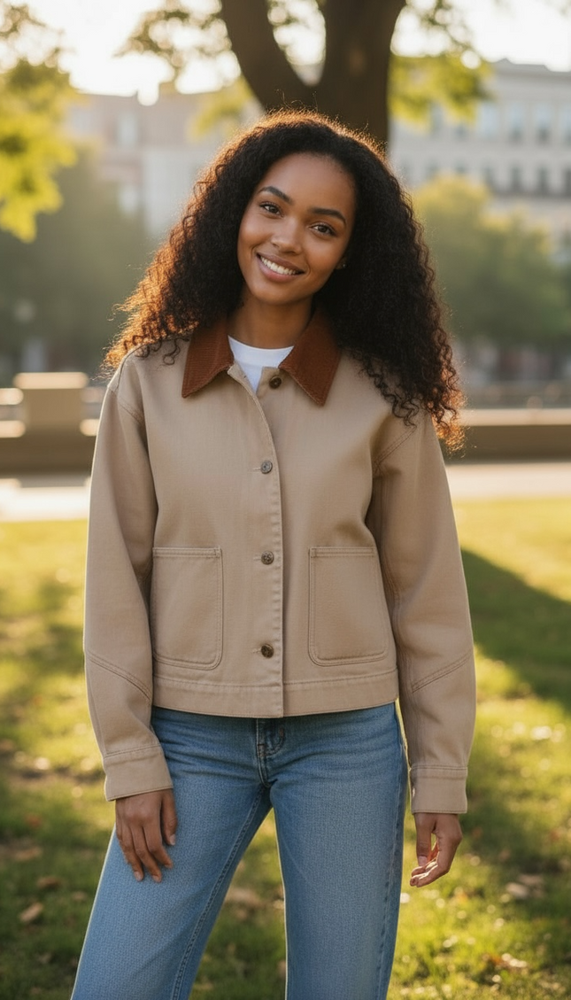 Modern Barn Chic Jacket - Taupe & Brown