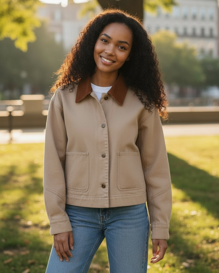 Modern Barn Chic Jacket - Taupe & Brown