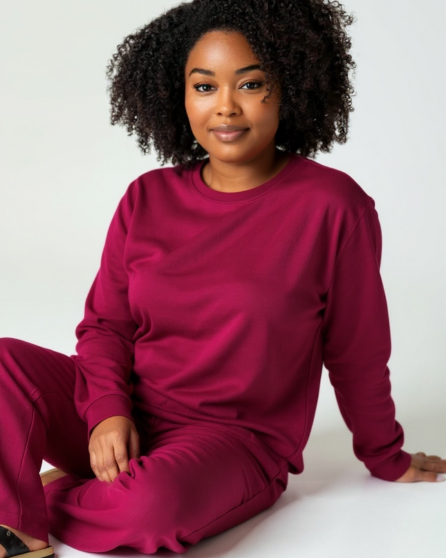 Crewneck Sweatshirt and Pants Set (Cabernet)