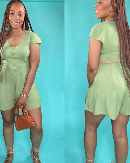 Unmatched Ready for The Weekend Romper - Green