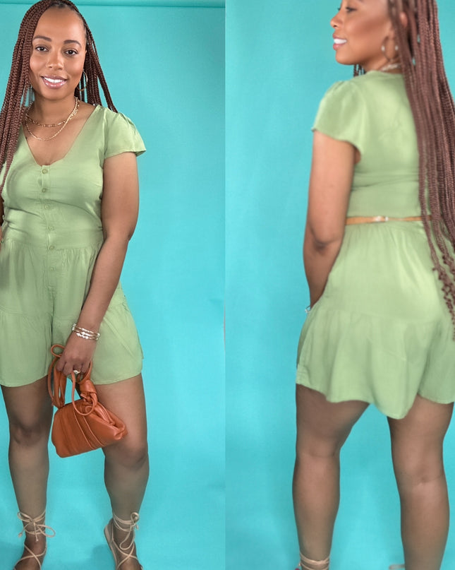 Unmatched Ready for The Weekend Romper - Green