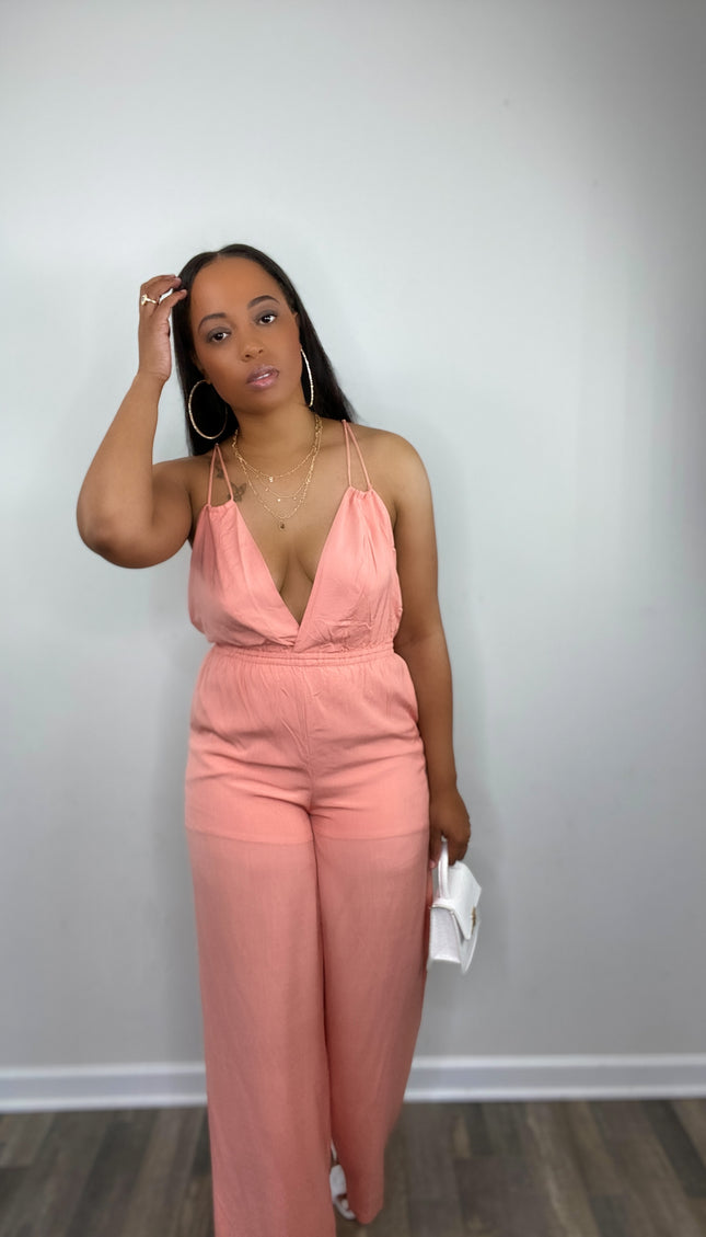The Unmatched Romantic Jumpsuit - Salmon