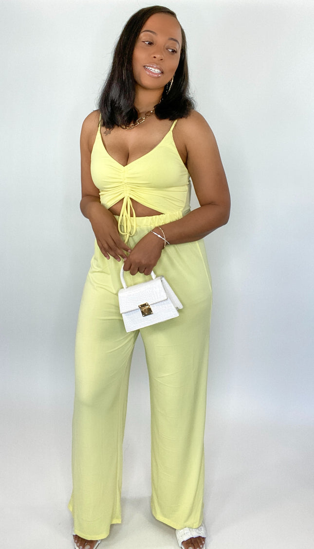 Unmatched Cutout Jumpsuit - Yellow