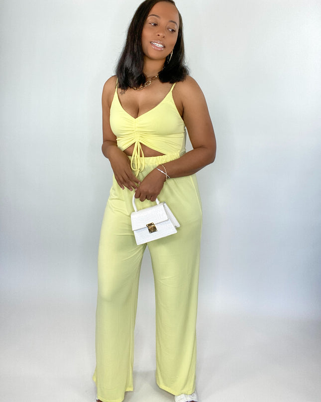 Unmatched Cutout Jumpsuit - Yellow