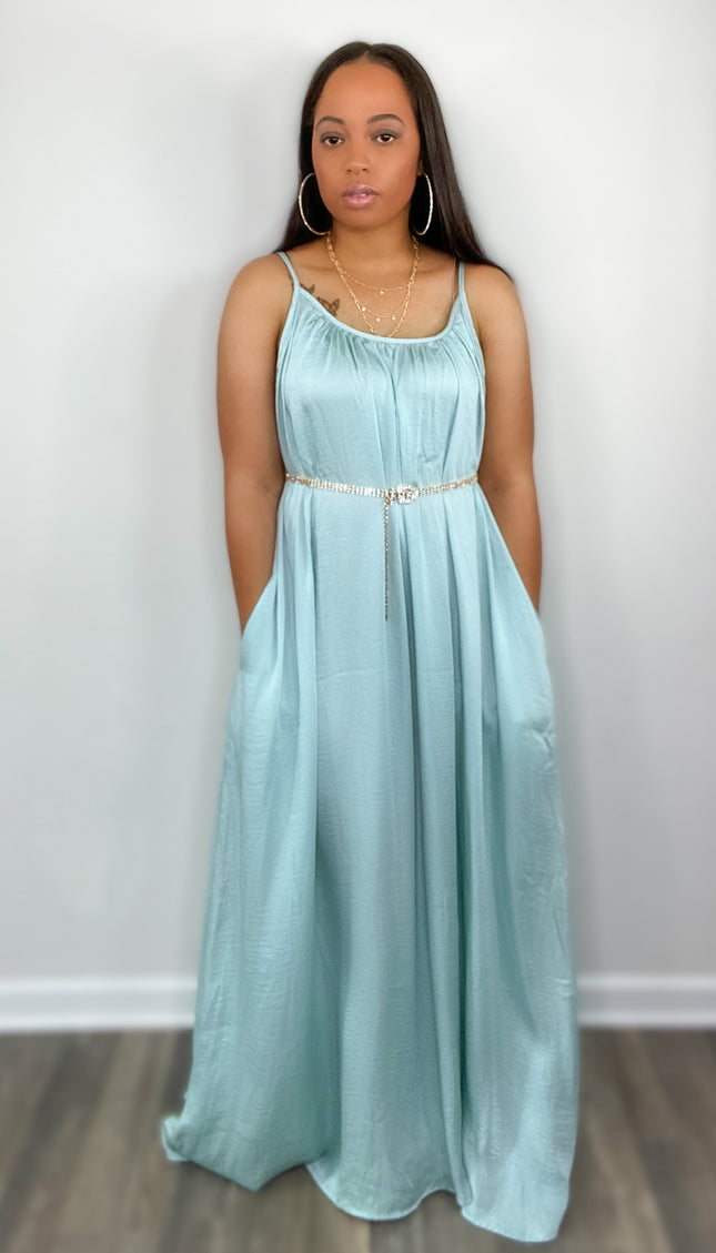 Unmatched Still The One Satin Maxi-Mint