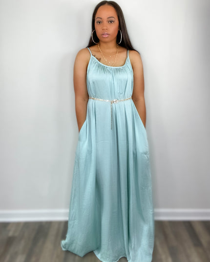 Unmatched Still The One Satin Maxi-Mint