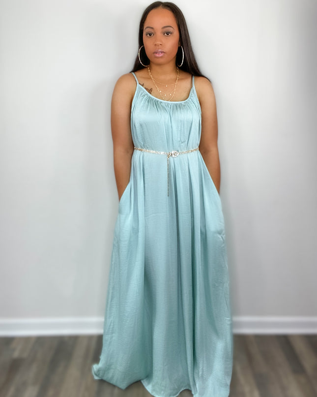 Unmatched Still The One Satin Maxi-Mint