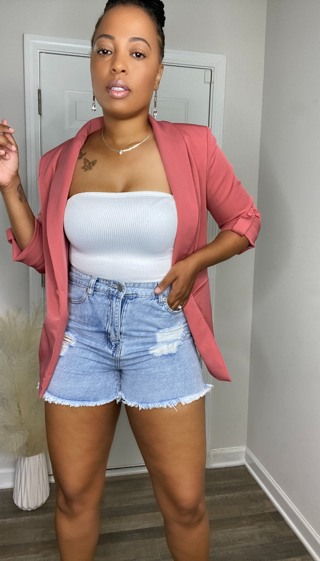 High Waist Boyfriend Shorts