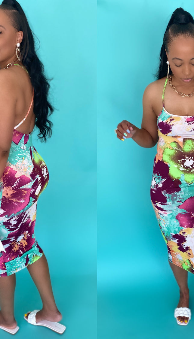 Paradise Midi Dress - Purple Multi