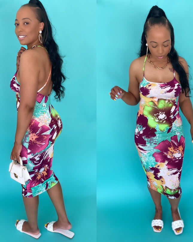 Paradise Midi Dress - Purple Multi
