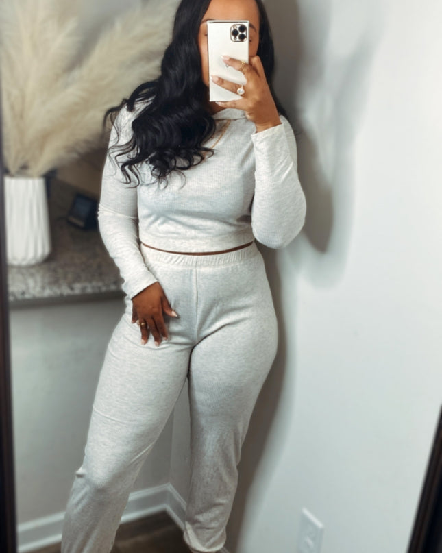 Unmatched Hooded Ribbed Everyday Set - Oatmeal