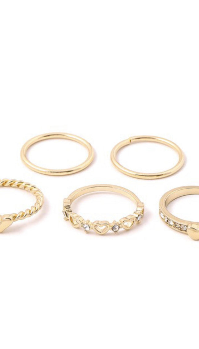 Unmatched Heart Pave Ring Set - Size 7