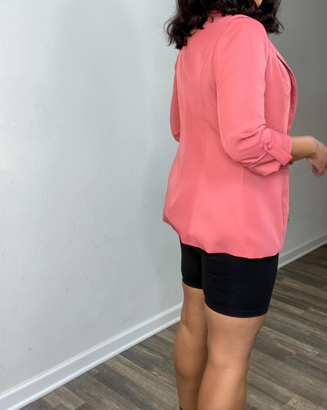 Unmatched Button Blazer- Mauve