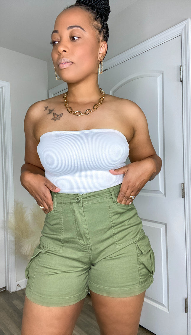 High Waist Cargo Shorts