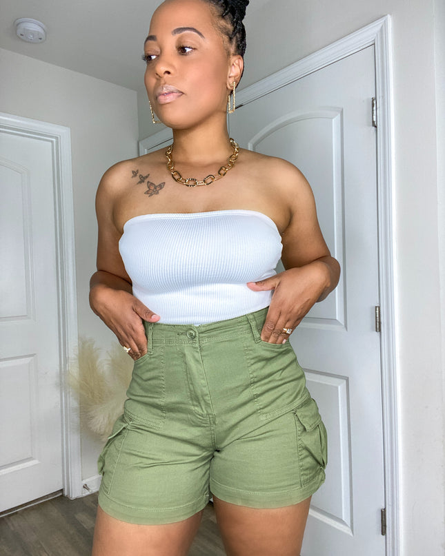 High Waist Cargo Shorts