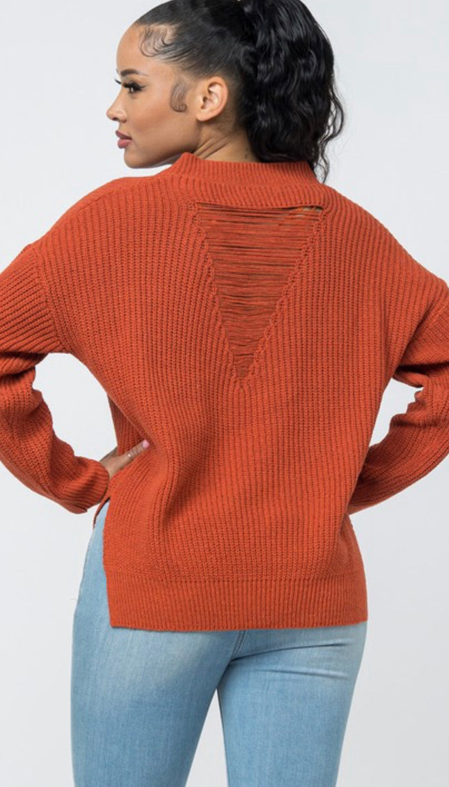Unmatched Cozy V-Neck Sweater - Rust
