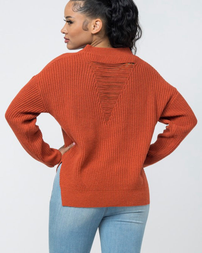 Unmatched Cozy V-Neck Sweater - Rust