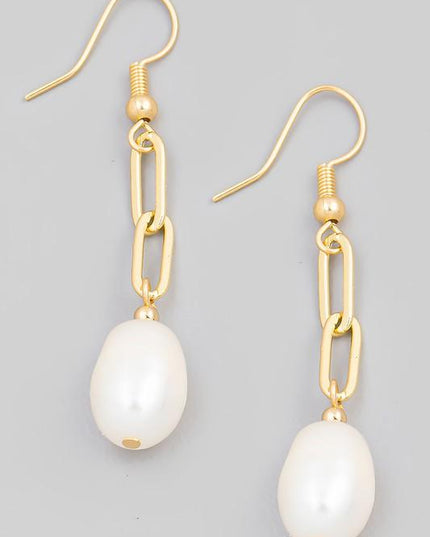 Pearl Chain Link Earrings