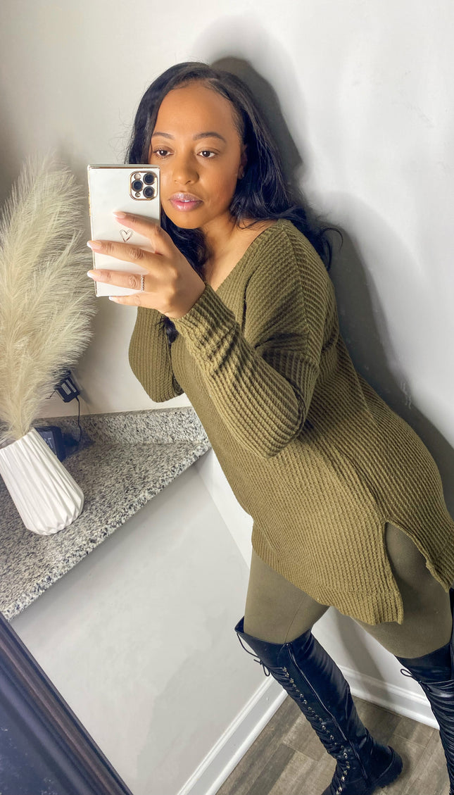 Olive Thermal Sweater Legging Set