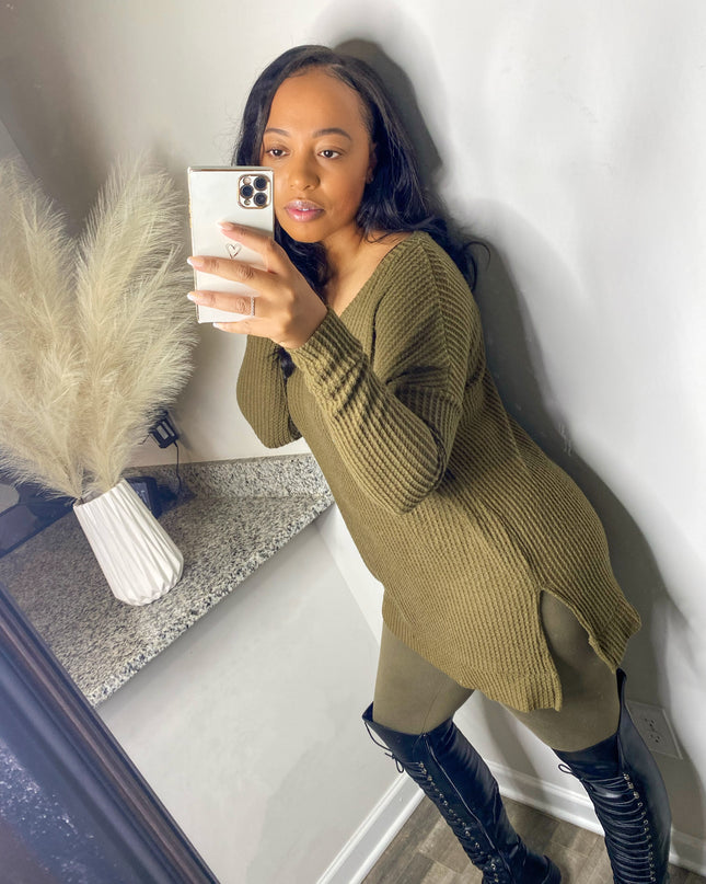 Olive Thermal Sweater Legging Set