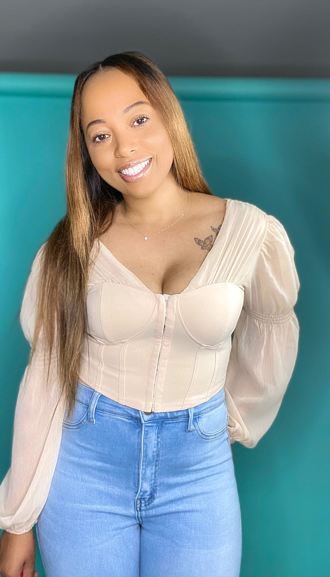 No Second Chances V-Neck Corset Blouse