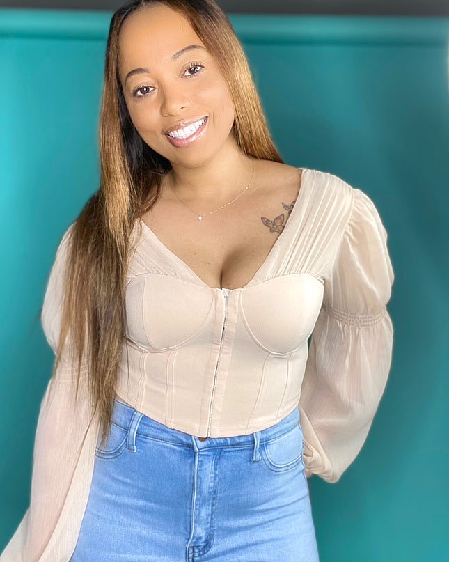 No Second Chances V-Neck Corset Blouse